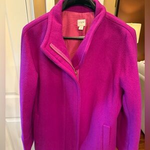 J. Crew Factory Women's Vibrant Pink Wool Coat